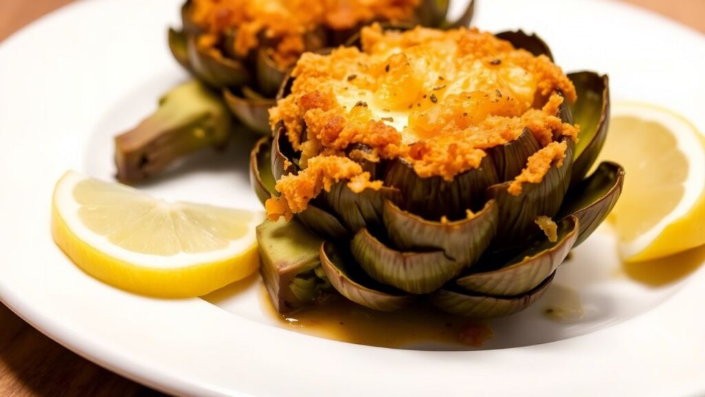 Deliciosas alcachofas gratinadas